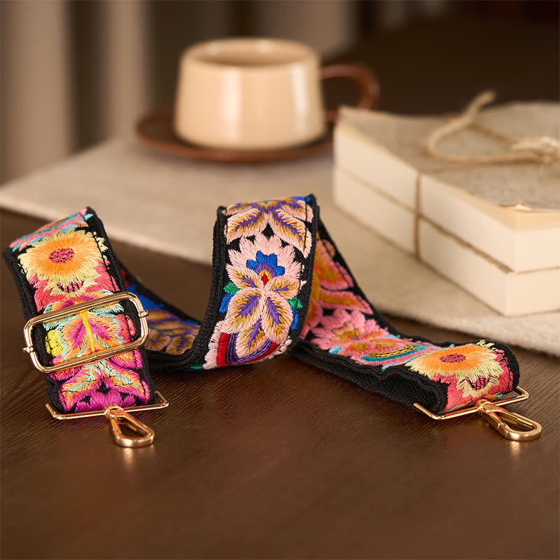 Buddha Stones Multicolor Flower Embroidery Adjustable Handbags Crossbody Shoulder Bag Straps - image 5