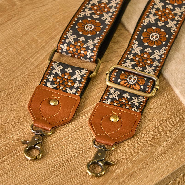 Buddha Stones Brown Flower Jacquard Adjustable Handbags Crossbody Shoulder Bag Straps - image 4