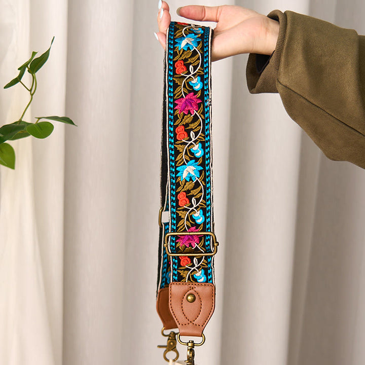 Buddha Stones Bohemian Flower Vine Geometric Embroidery Adjustable Handbags Crossbody Shoulder Bag Purse Straps Replacement - image 4