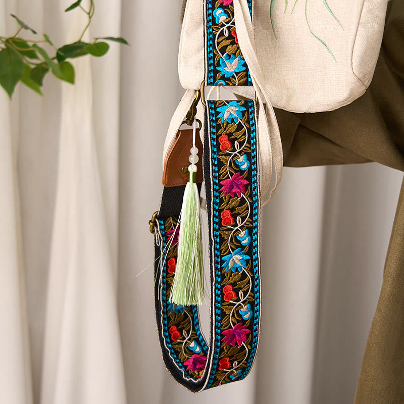 Buddha Stones Bohemian Flower Vine Geometric Embroidery Adjustable Handbags Crossbody Shoulder Bag Purse Straps Replacement - image 5