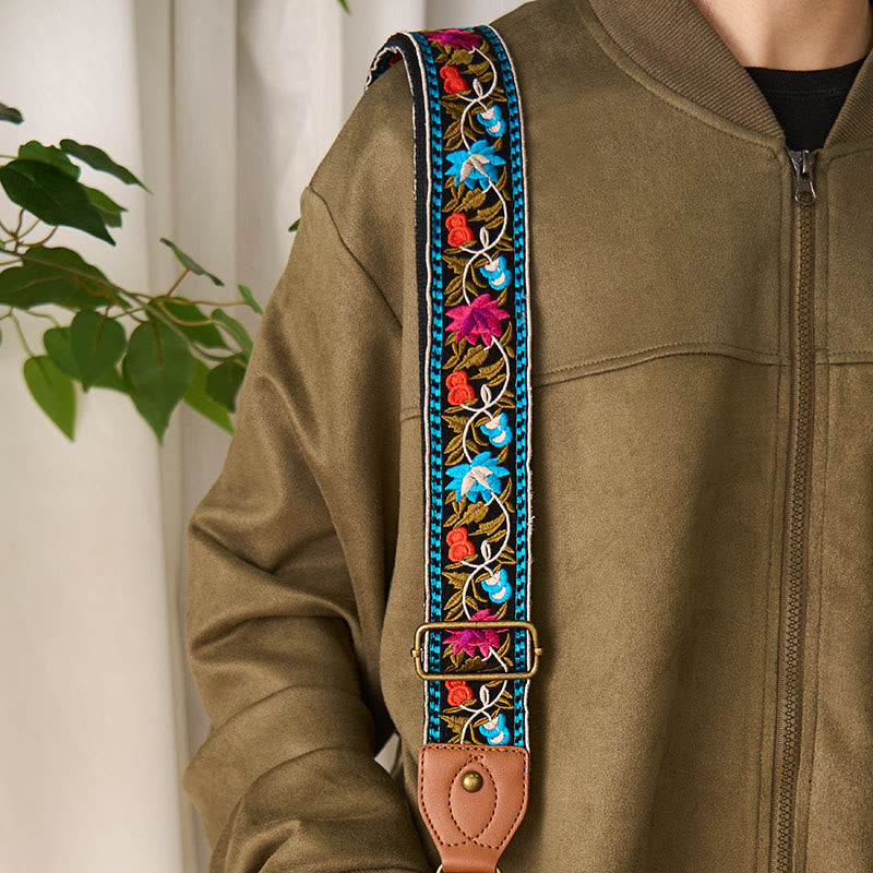 Buddha Stones Bohemian Flower Vine Geometric Embroidery Adjustable Handbags Crossbody Shoulder Bag Purse Straps Replacement - image 6