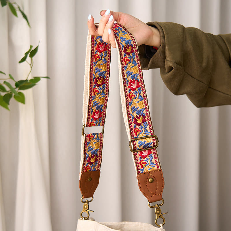 Buddha Stones Bohemian Flower Vine Geometric Embroidery Adjustable Handbags Crossbody Shoulder Bag Purse Straps Replacement - image 12