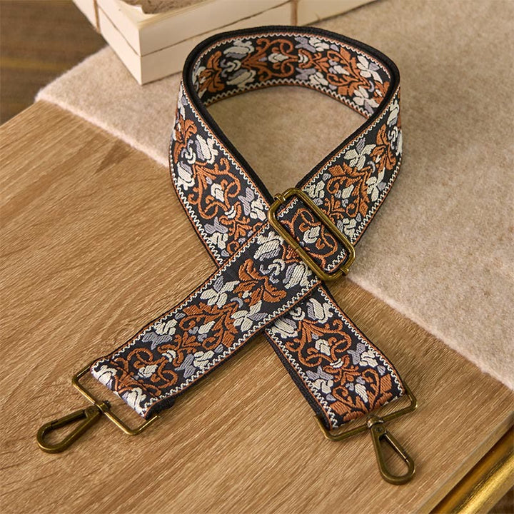 Buddha Stones Bohemian Brown Flower Vine Adjustable Handbags Crossbody Shoulder Bag Straps Replacement - Brown - 70-135cm*5cm - image 0