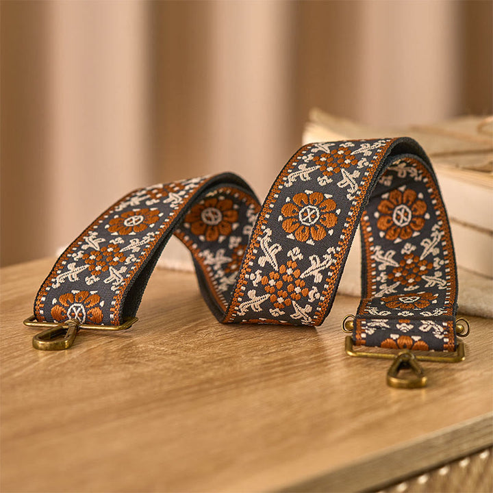 Buddha Stones Boho Brown Flower Geometric Adjustable Handbags Crossbody Shoulder Bag Straps Replacement - image 2