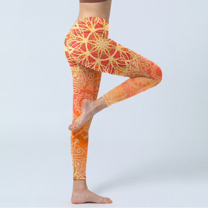 Buddha Stones Symmetrical Geometric Pattern Print Gym Leggings Women's Yoga Pants - image 3