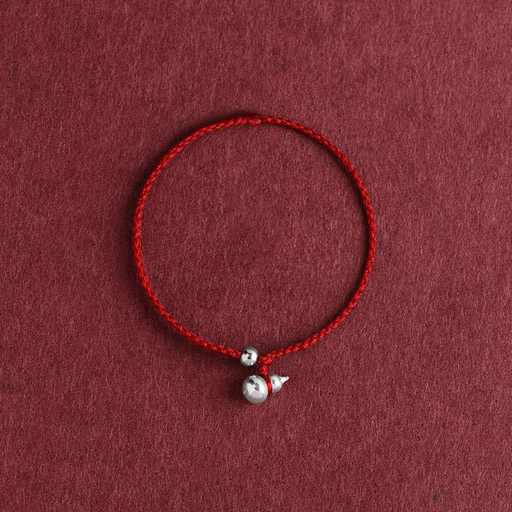Buddha Stones 925 Sterling Silver Gourd Lucky Fortune Charm String Connection Bracelet - Gourd DarkRed Rope - 15-20cm - image 11