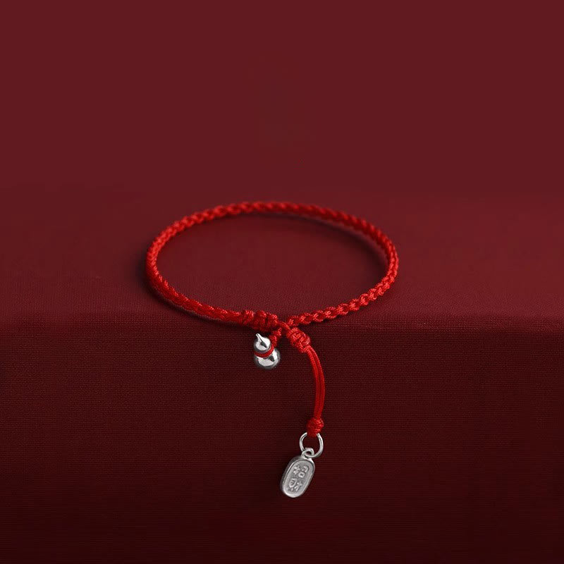 Buddha Stones 925 Sterling Silver Gourd Lucky Fortune Charm String Connection Bracelet - Gourd&Lucky Fortune Red Rope - 15-20cm - image 16