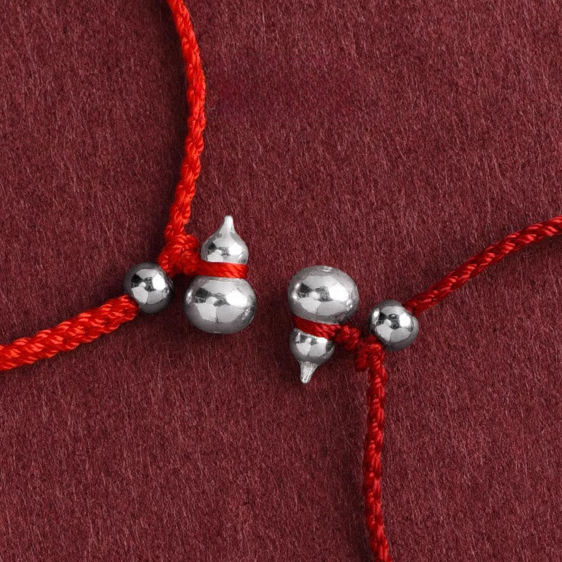 Buddha Stones 925 Sterling Silver Gourd Lucky Fortune Charm String Connection Bracelet - image 12