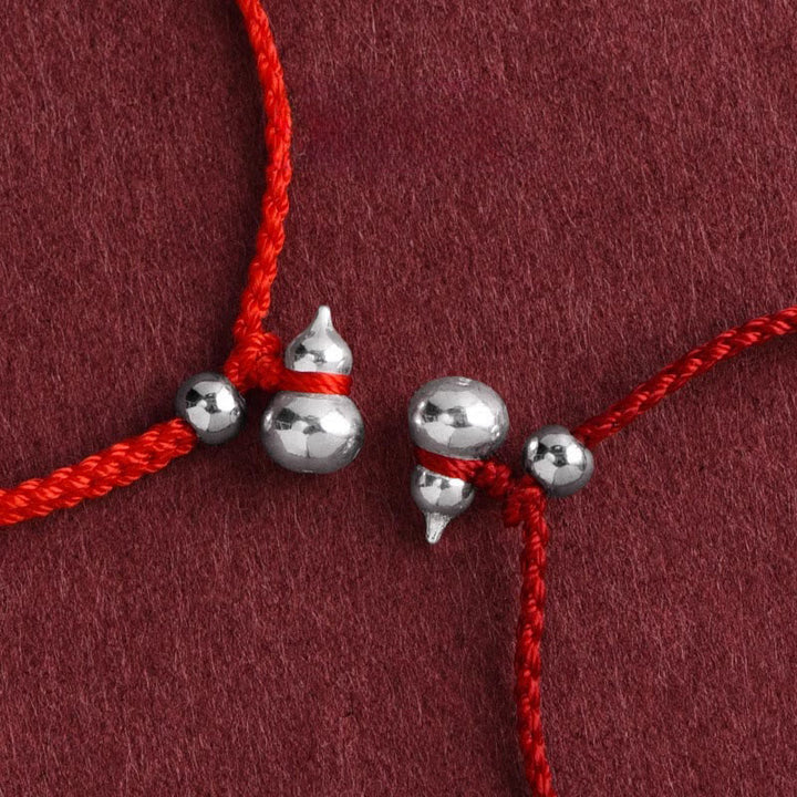 Buddha Stones 925 Sterling Silver Gourd Lucky Fortune Charm String Connection Bracelet - image 12
