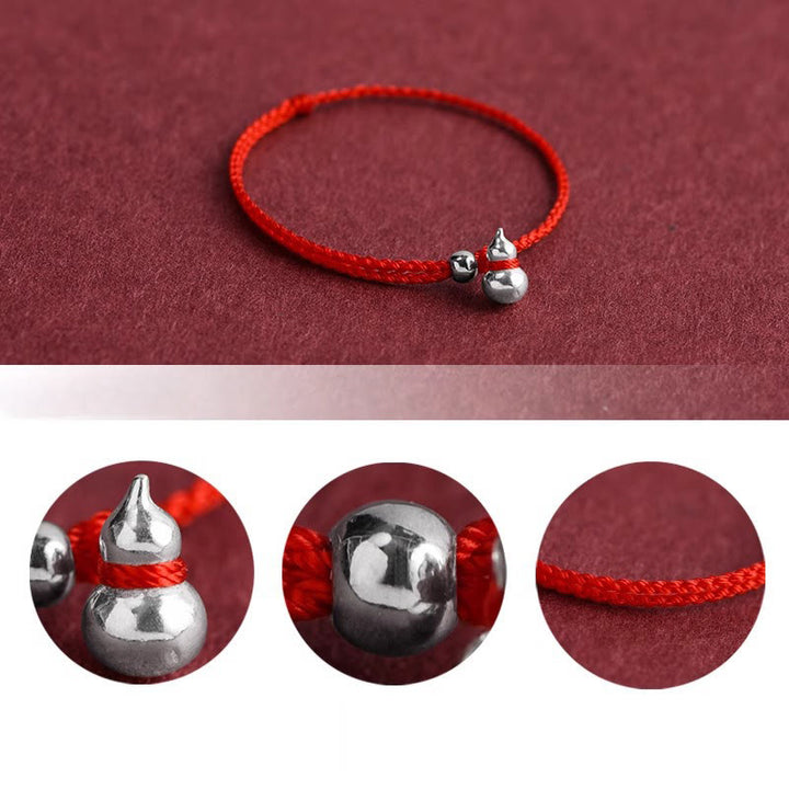 Buddha Stones 925 Sterling Silver Gourd Lucky Fortune Charm String Connection Bracelet - image 6