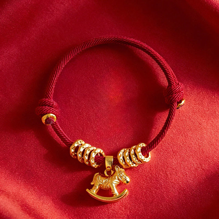 Buddha Stones Year Of The Horse Simple Horse Circle Charm Rope Faith Bracelet - image 10