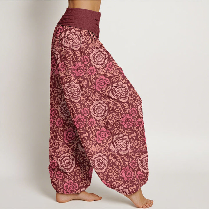 Buddha Stones Pure Cotton Vintage Pastoral Floral Pattern Women's Elastic Waist Harem Pants - image 7