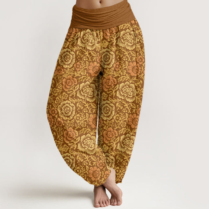 Buddha Stones Pure Cotton Vintage Pastoral Floral Pattern Women's Elastic Waist Harem Pants - Peru - US16，UK/AU20，EU48 (3XL) - image 8