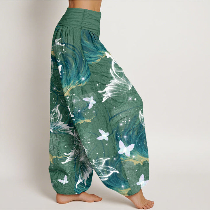 Buddha Stones Pure Cotton Dreamlike Butterfly Line Pattern Women's Elastic Waist Harem Pants - image 7