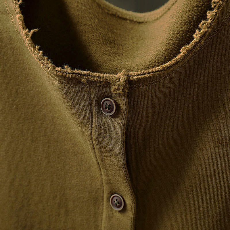 Buddha Stones Fall Solid Button Down Crew Neck Long Sleeve Women's Cotton Shirt - image 12