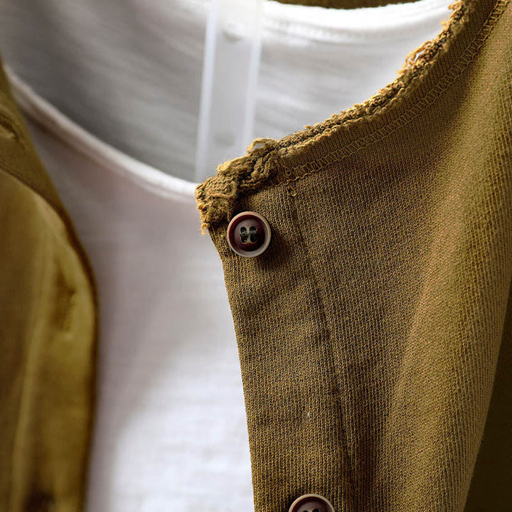 Buddha Stones Fall Solid Button Down Crew Neck Long Sleeve Women's Cotton Shirt - image 14