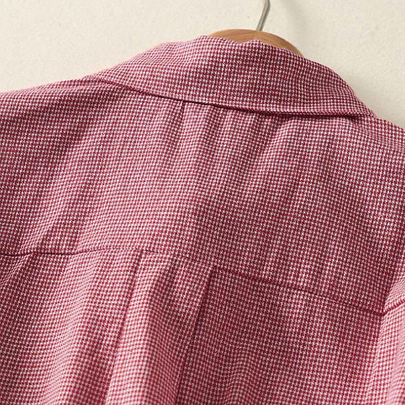 Buddha Stones Fall Cat Kitten Embroidery Plaid Stand Collar Buttons Down Design Women's Long Sleeve Shirt - image 9