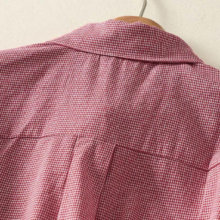 Buddha Stones Fall Cat Kitten Embroidery Plaid Stand Collar Buttons Down Design Women's Long Sleeve Shirt - image 9