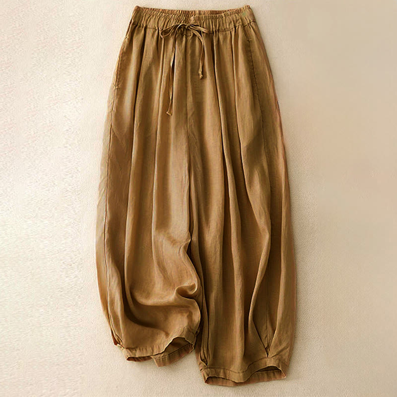 Buddha Stones Summer Elastic Waist Women's Capri Cropped Harem Pants With Pockets - Peru - US8-10，UK/AU12-14，EU40-42 (2XL) - image 22