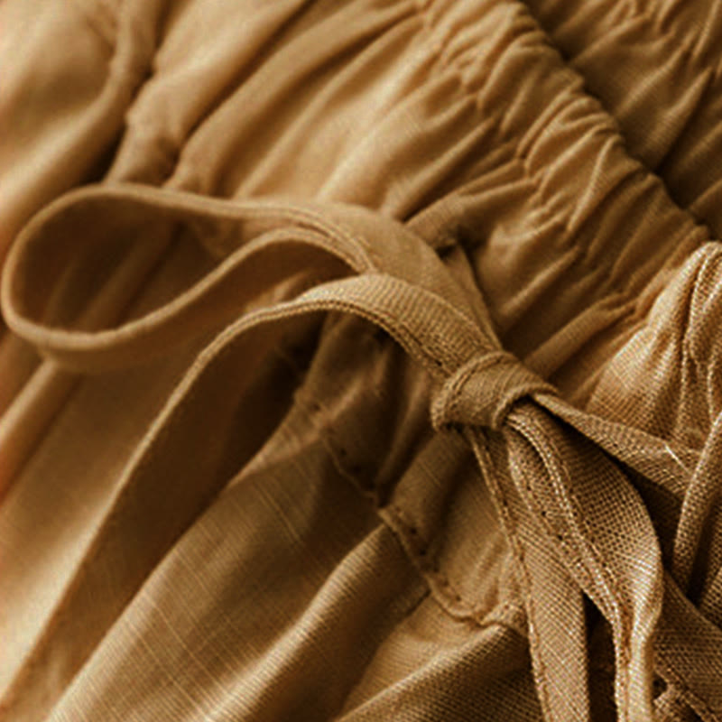 Buddha Stones Summer Elastic Waist Cotton Women's Capri Cropped Harem Pants With Pockets - image 24