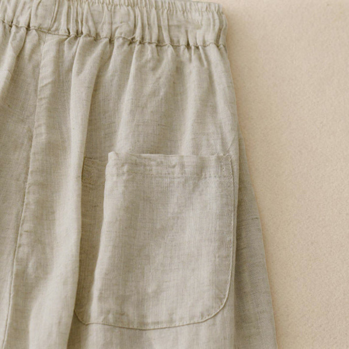 Buddha Stones Summer Elastic Waist Cotton Women's Capri Cropped Harem Pants With Pockets - image 5