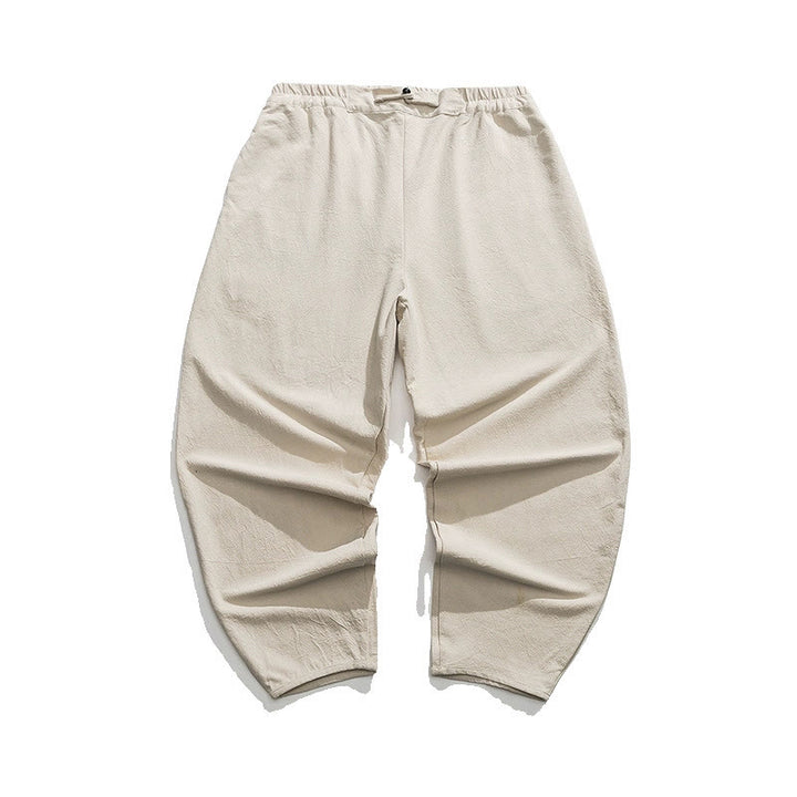 Buddha Stones Summer Plain One Chinese Frog-Button Straight Leg Design Men's Cotton Linen Pants With Pockets - image 16