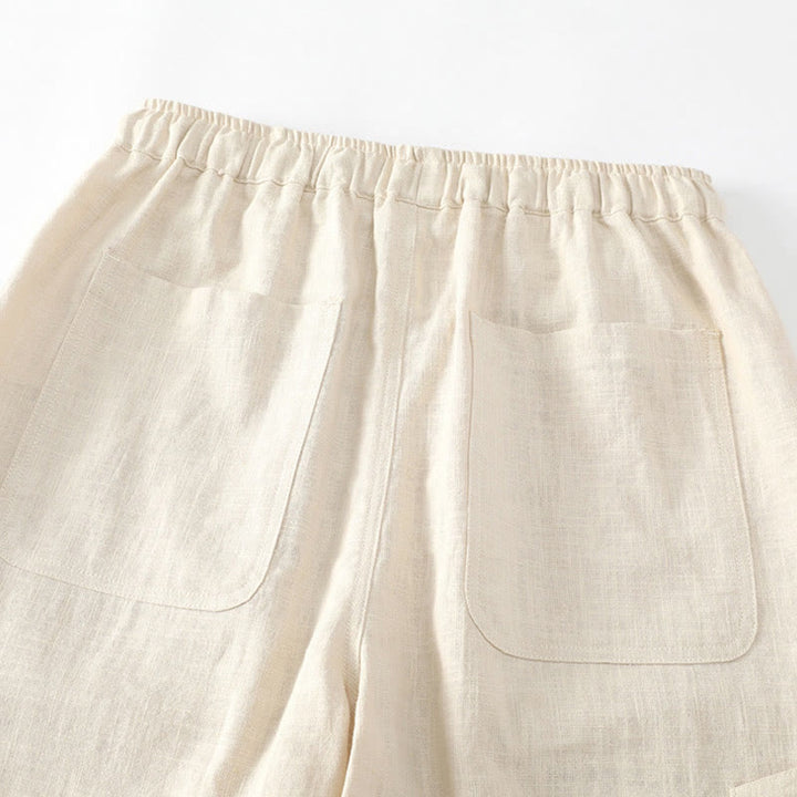 Buddha Stones Summer Ramie Linen Cotton Ankle-Length Elastic Cuffs Tapered Men's Pants With Pockets - image 5