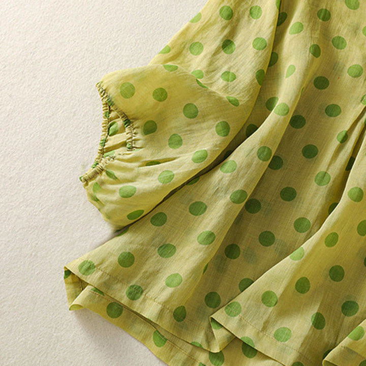 Buddha Stones Fall Round Neck Polka Dots Long Sleeve Women's Polyester Shirt  - image 12