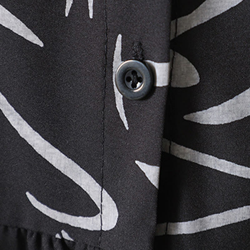 Buddha Stones Spring Fall Stand Collar Line Pattern Long Sleeve Women's Cotton Polyester Shirt  - image 19