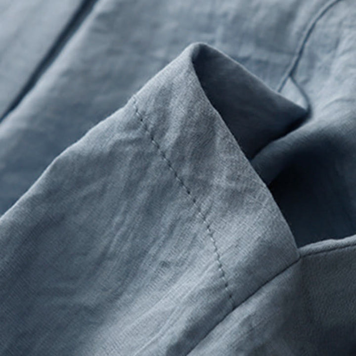 Buddha Stones Spring Fall Stand Collar Plain Long Sleeve Women's Cotton Polyester Shirt  - image 5