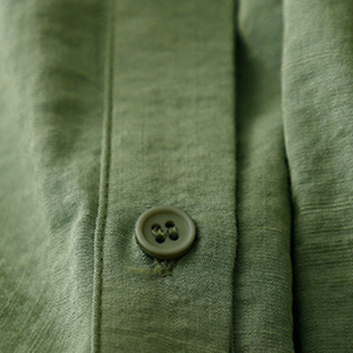 Buddha Stones Spring Fall Stand Collar Plain Long Sleeve Women's Cotton Polyester Shirt  - image 8