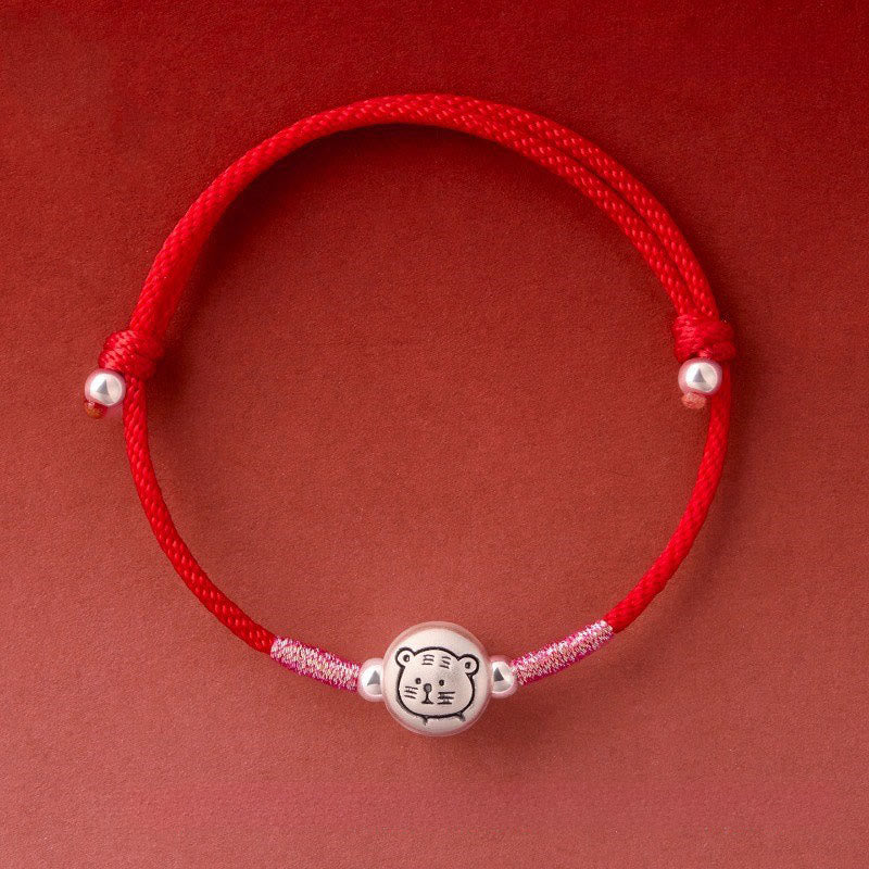 Buddha Stones Year of the Horse 999 Sterling Silver Red String Luck Bracelet - Tiger Red String(Wrist Circumference: 14-18 cm) - image 21