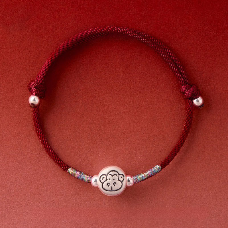 Buddha Stones Year of the Horse 999 Sterling Silver Red String Luck Bracelet - Monkey DarkRed String(Wrist Circumference: 14-18 cm) - image 30