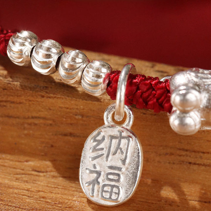 Buddha Stones Year Of The Horse Cinnabar Hetian Jade 999 Sterling Silver Red String Concentration Bracelet - image 13