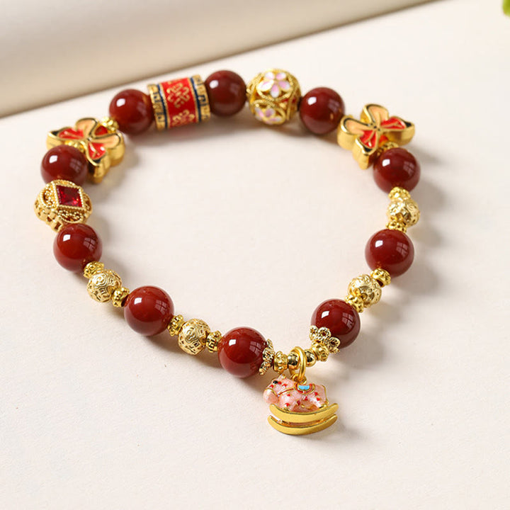 Buddha Stones Year Of The Horse South Red Agate Sun Stone Tourmaline Success Bracelet - image 1