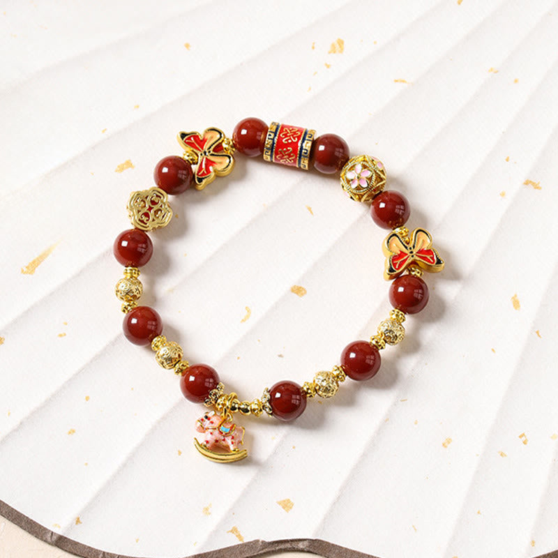 Buddha Stones Year Of The Horse South Red Agate Sun Stone Tourmaline Success Bracelet - image 2