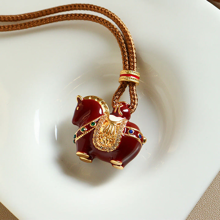 Buddha Stones Year Of The Horse Copper Balance Necklace Pendants - image 3