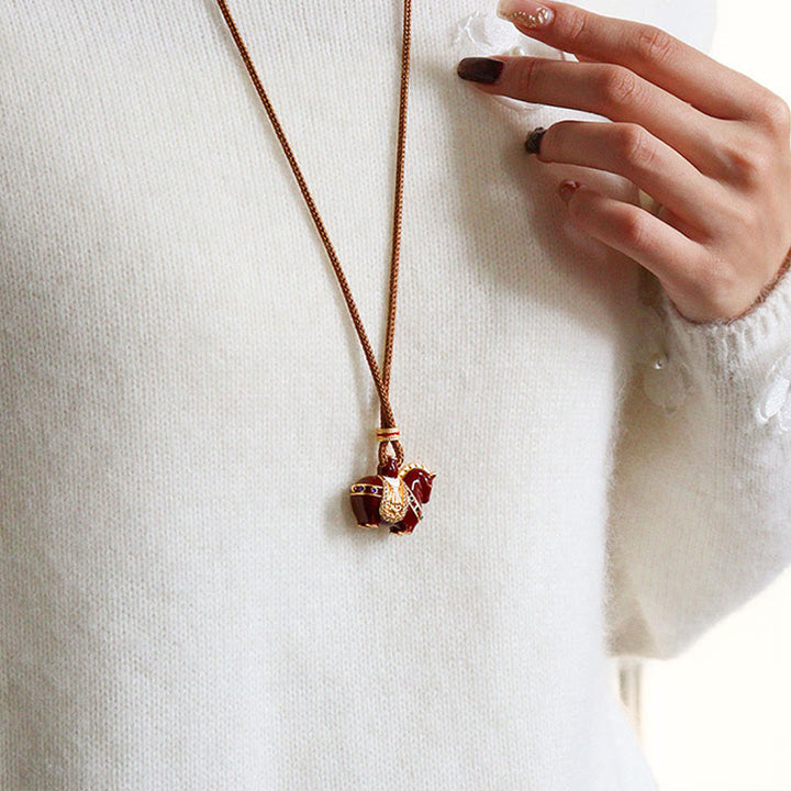 Buddha Stones Year Of The Horse Copper Balance Necklace Pendants - image 4