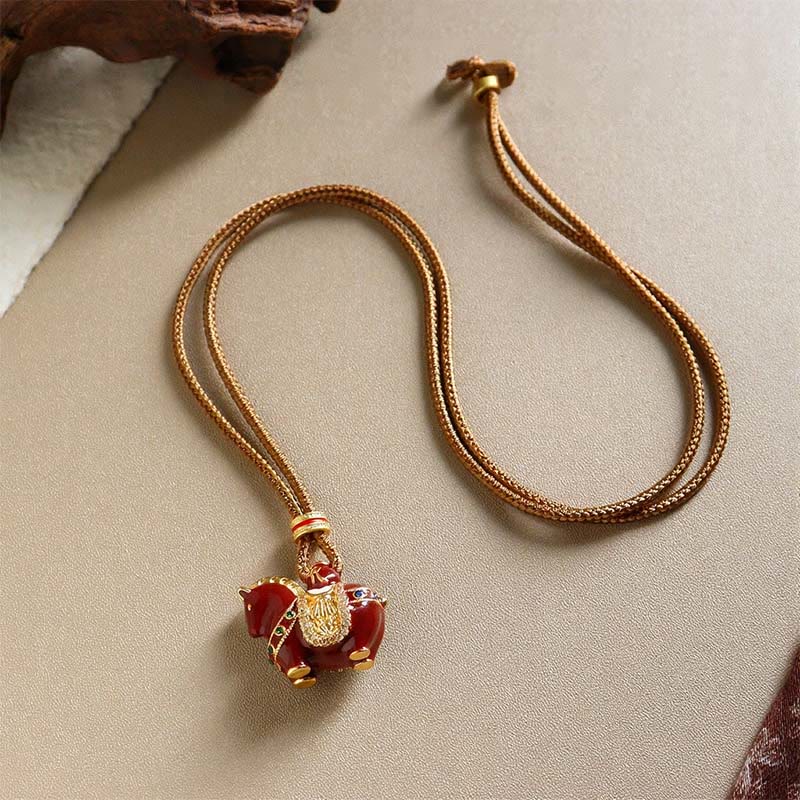 Buddha Stones Year Of The Horse Copper Balance Necklace Pendants - image 1