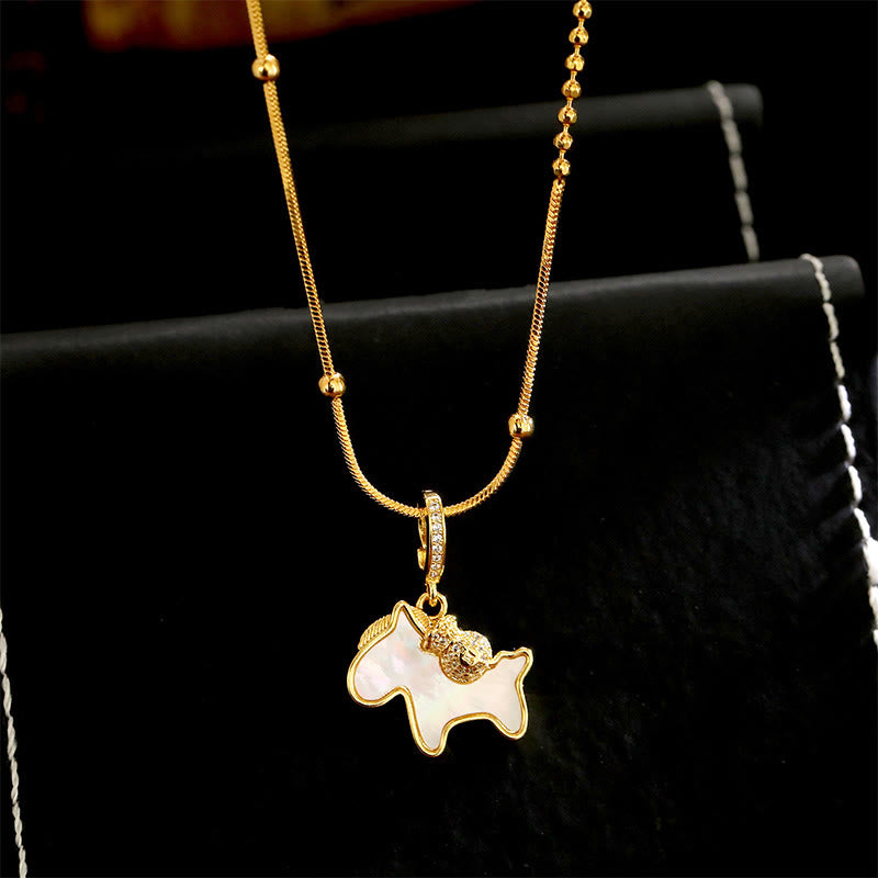 Buddha Stones Year Of The Horse Copper Luck Necklace Pendants - image 1