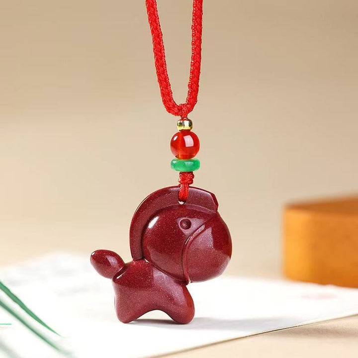 Buddha Stones Year Of The Horse Cinnabar Calm Necklace Pendants - Red Rope Horse - image 3
