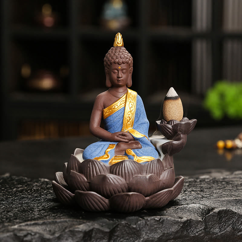 Buddha Stones Buddha Serenity Home Decoration Incense Burner - Blue Buddha Meditation(9.1*7.8*10.7 cm) - image 10
