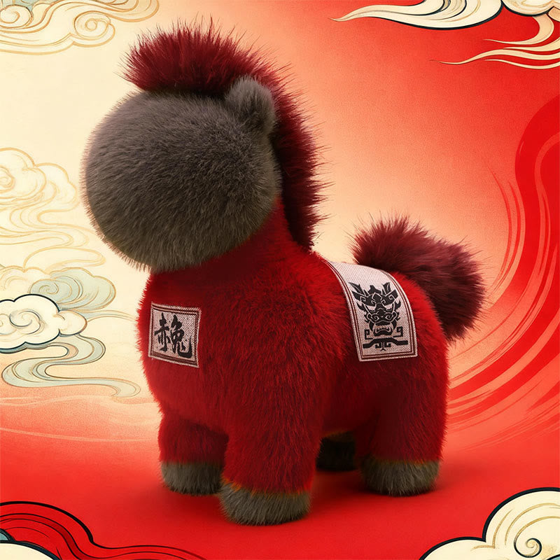 Buddha Stones Year Of The Horse Embroidered Saddle Pad Plush Doll Home Decoration - image 2