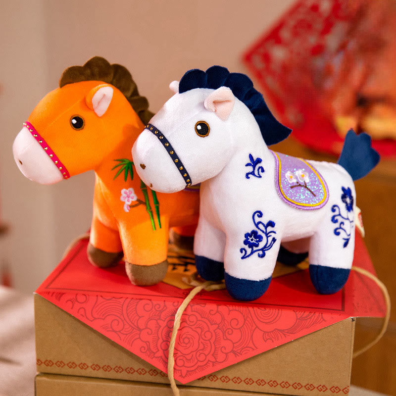 Buddha Stones Year Of The Horse Plum Blossom Bamboo Pattern Plush Doll Wealth Prosperity Decoration - image 13