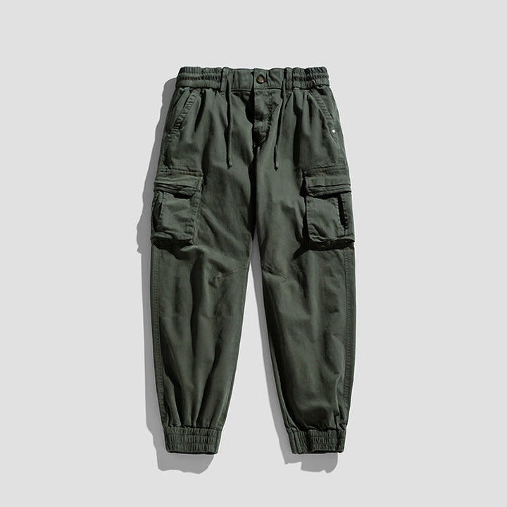 Buddha Stones Summer Cotton Elastic Cuffs Tapered Men's Pants With Pockets - DarkSeaGreen - US/UK/AU48，EU58 (6XL) - image 6
