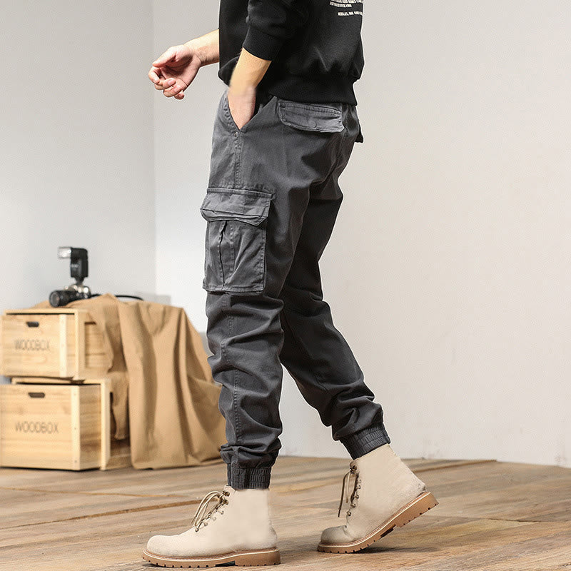 Buddha Stones Summer Cotton Elastic Cuffs Tapered Men's Pants With Pockets - image 10