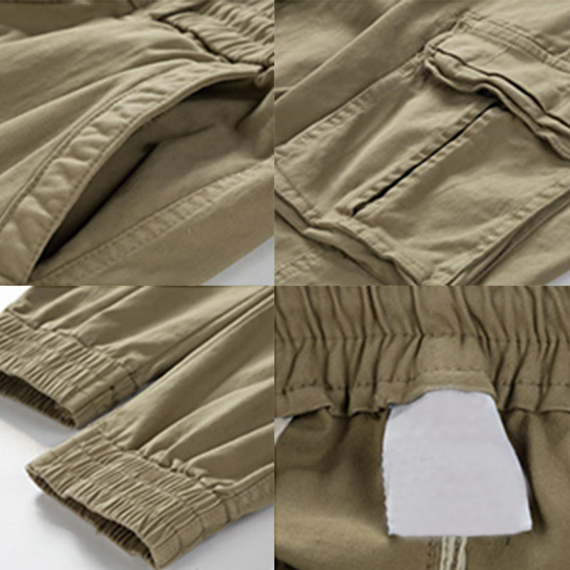 Buddha Stones Summer Cotton Elastic Cuffs Tapered Men's Pants With Pockets - image 5