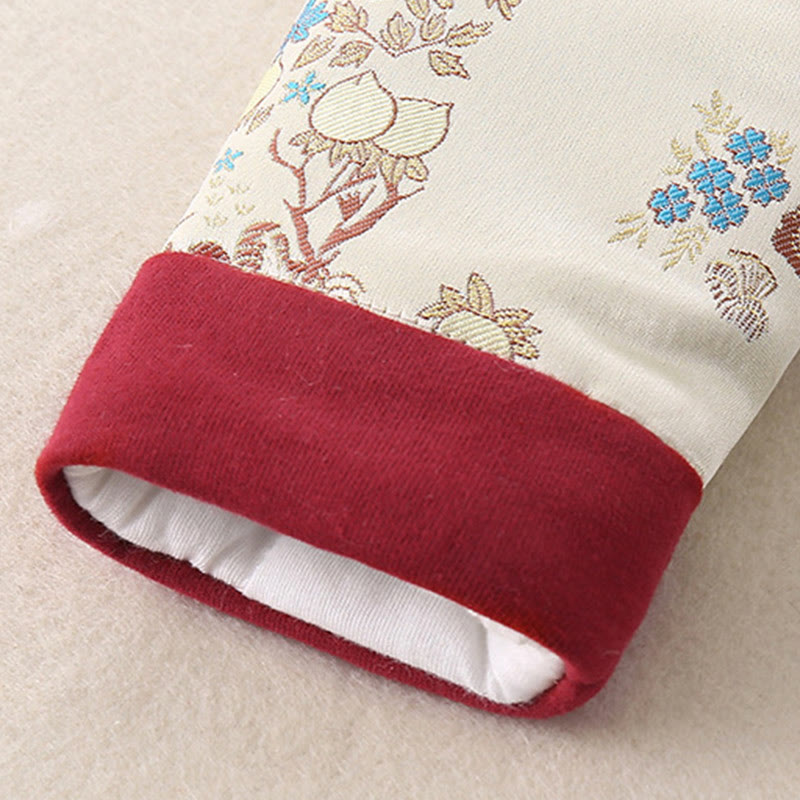 Buddha Stones 2Pcs Winter Rabbit Peach Design Baby Toddler Boy Cotton Long Sleeve Tang Suit Elastic Waist Pants With Pockets Outfit Sets - image 11