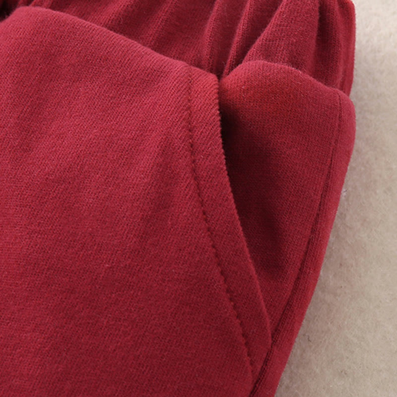 Buddha Stones 2Pcs Winter Rabbit Peach Design Baby Toddler Boy Cotton Long Sleeve Tang Suit Elastic Waist Pants With Pockets Outfit Sets - image 16