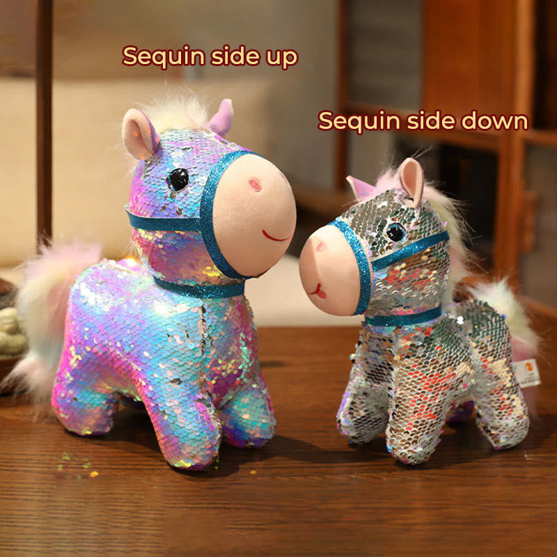 Buddha Stones Year Of The Horse Sequins Design Stuffed Pony Plush Doll Home Decoration - image 8